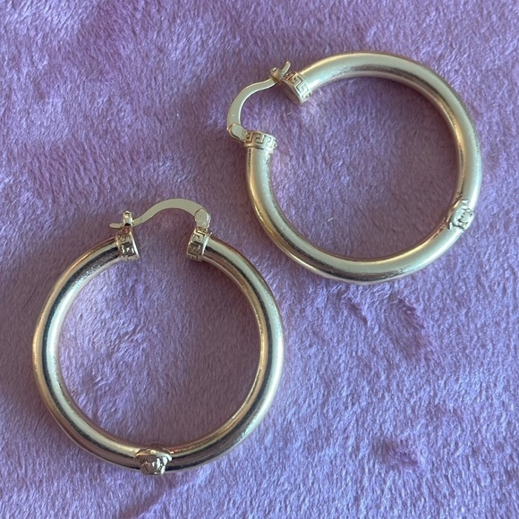 VERSACE Gold tone hoops with logo - Picture 2 of 5